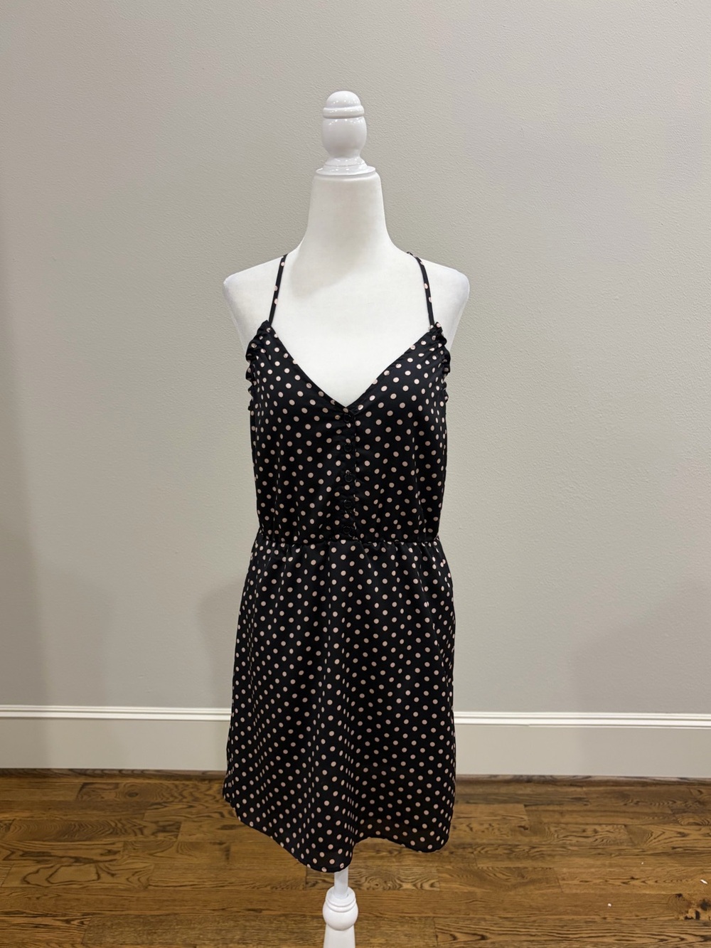 Cotton Candy black razor back dress with blush polka dots 🖤 🩷